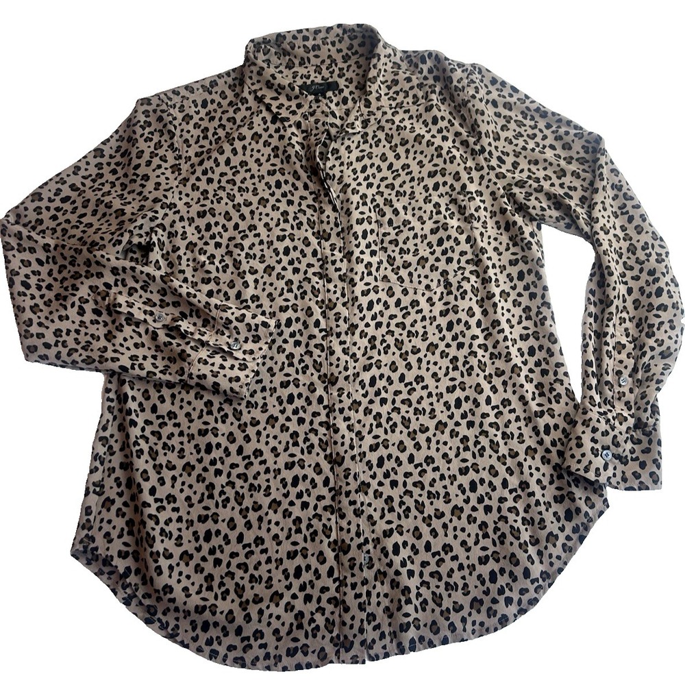 J Crew %100 Silk Leopard Maximalist Mob Wife Ol Money Size S